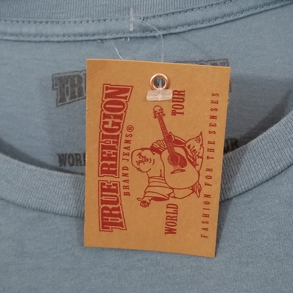 TRUE RELIGION Mens T-Shirt Graphic Tee Blue New - Picture 4 of 8